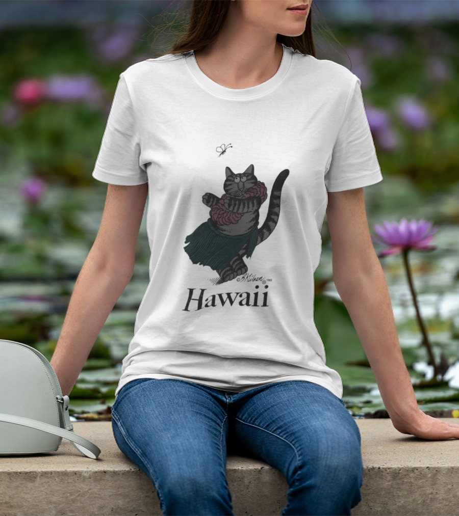 B Kliban Cat In Hula Skirt Hawaii T-Shirt