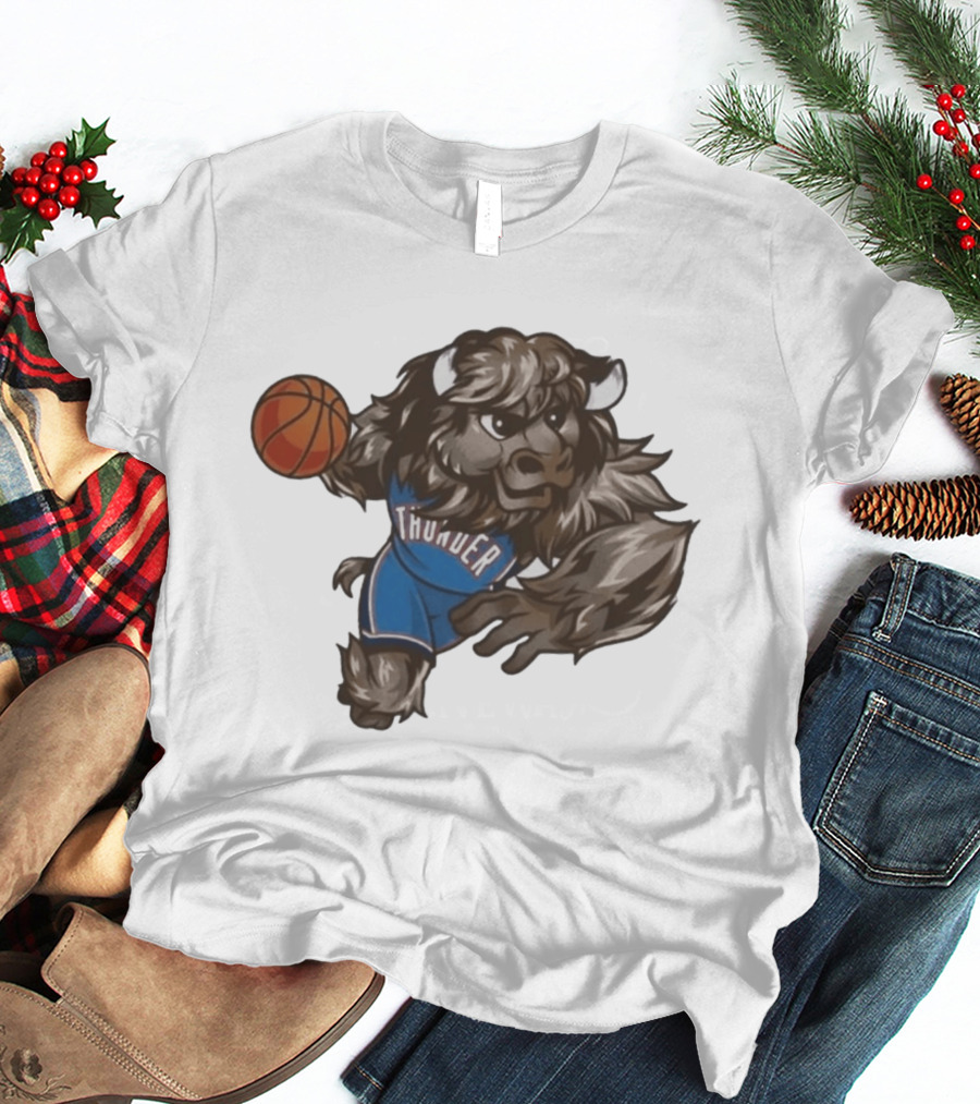 Oklahoma City Thunder Rumble The Bison Basketball Mascot Fun T-Shirt