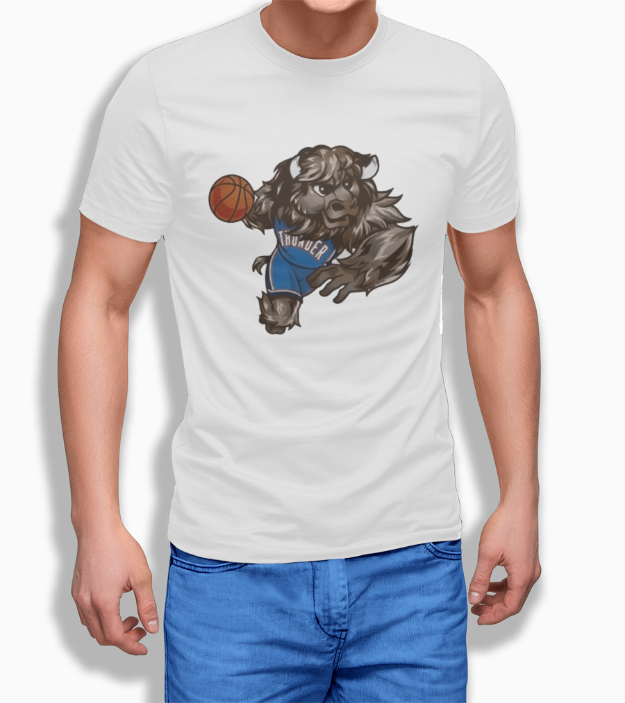 Oklahoma City Thunder Rumble The Bison Basketball Mascot Fun T-Shirt