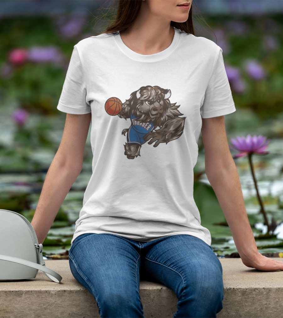 Oklahoma City Thunder Rumble The Bison Basketball Mascot Fun T-Shirt