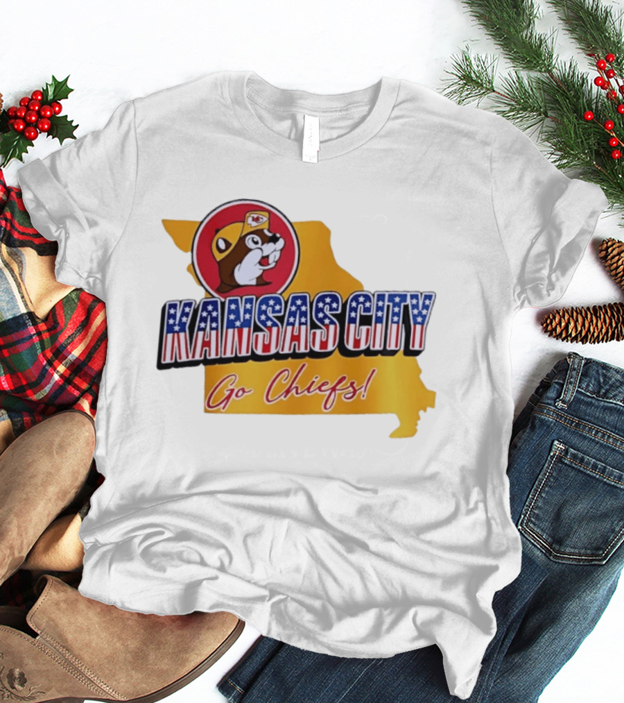 Kansas City Go Chiefs Buc Ee's Missouri Map T-Shirt