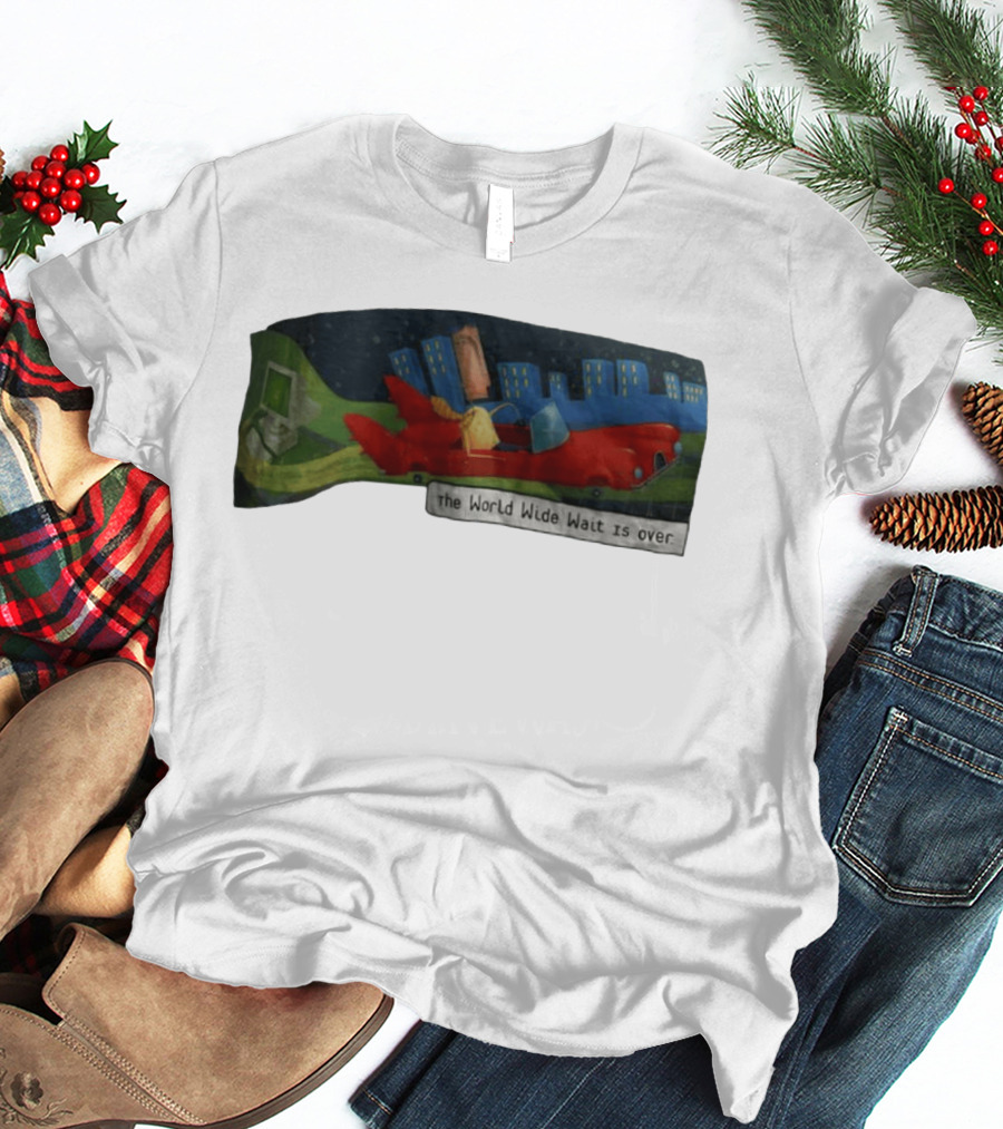 The World Wide Wait Is Over Red Car Cityscape Adventure T-Shirt