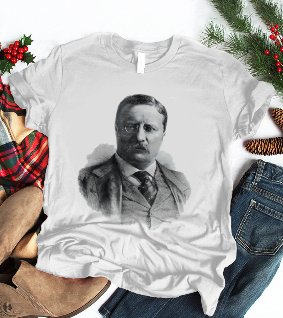 Theodore Roosevelt Engraving President USA Iconic Historical Figure T-Shirt