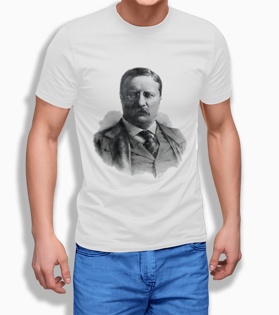 Theodore Roosevelt Engraving President USA Iconic Historical Figure T-Shirt