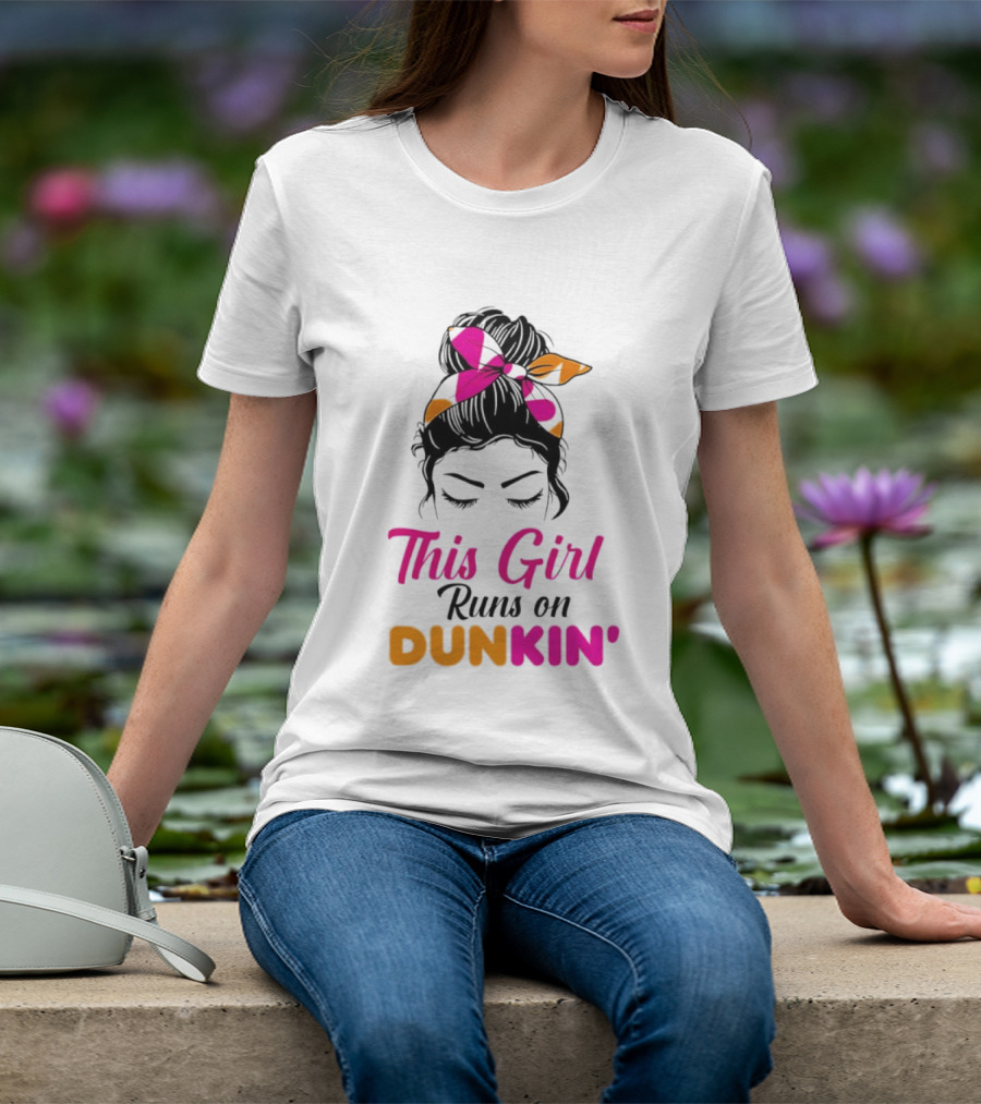 This Girl Runs On Dunkin' Coffee Headband T-Shirt