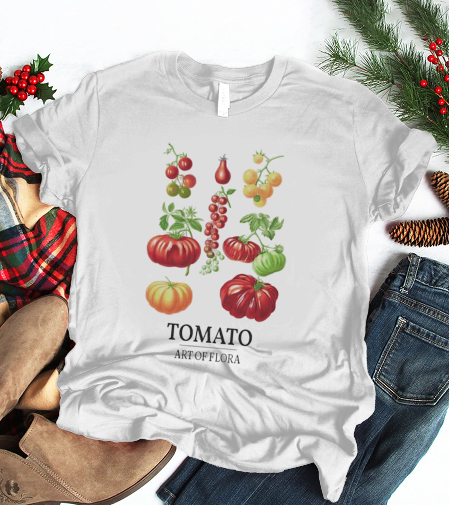 Tomato Art Of Flora Vegetables And Leaves Botanical Collection T-Shirt
