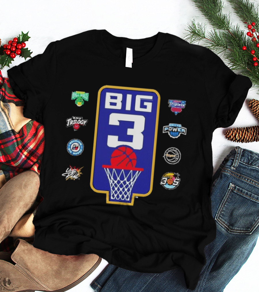 BIG3 Trilogy Killer 3s 3 Headed Monsters Ball Hogs Triplets 3s Company Power Aliens Ghost Ballers T-Shirt