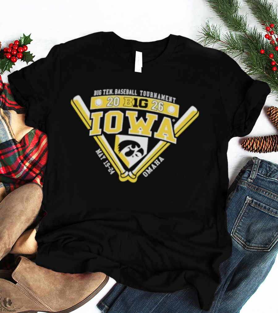Iowa Hawkeyes Big Ten Baseball Tournament 2026 May 23 26 Omaha T-Shirt