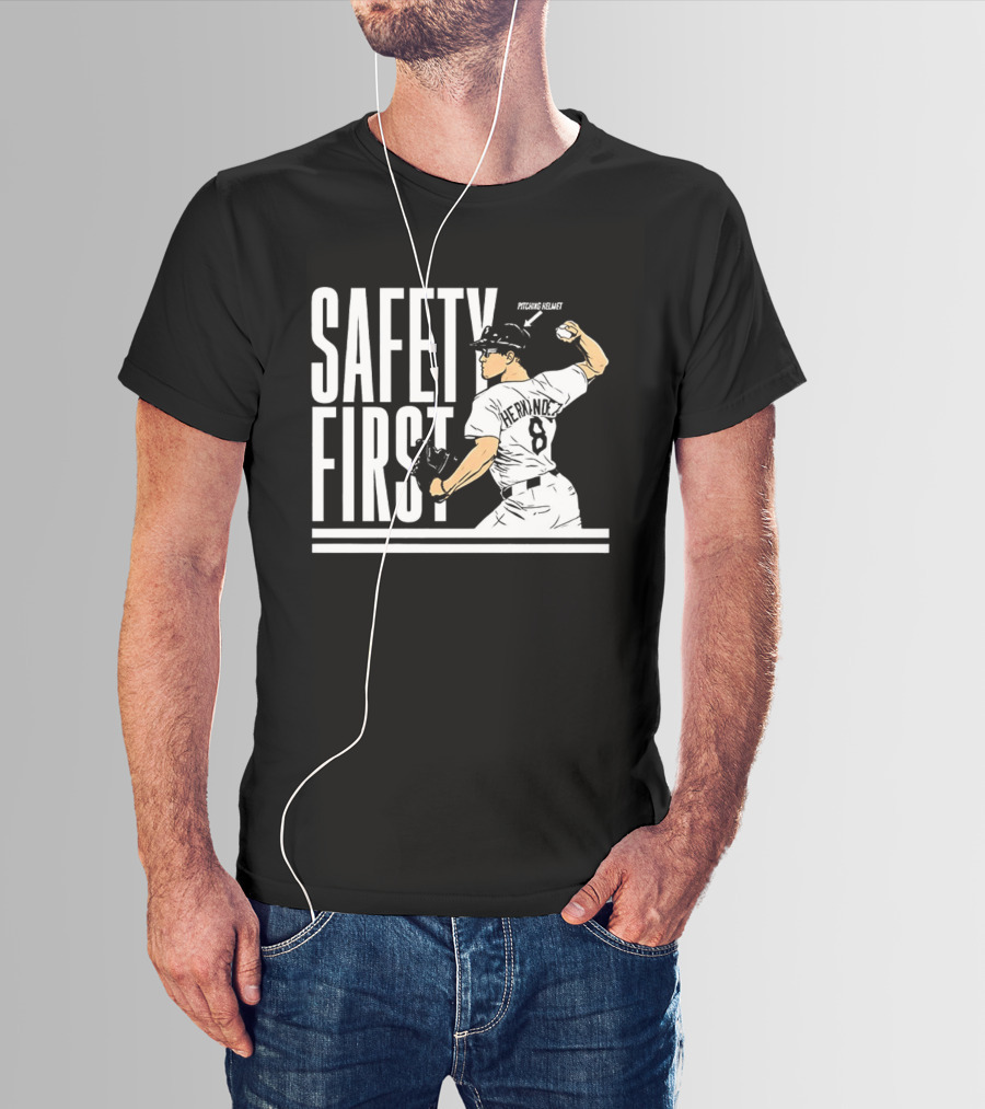 Kike Hernandez Safety First Number 8 Dodgers Baseball T-Shirt