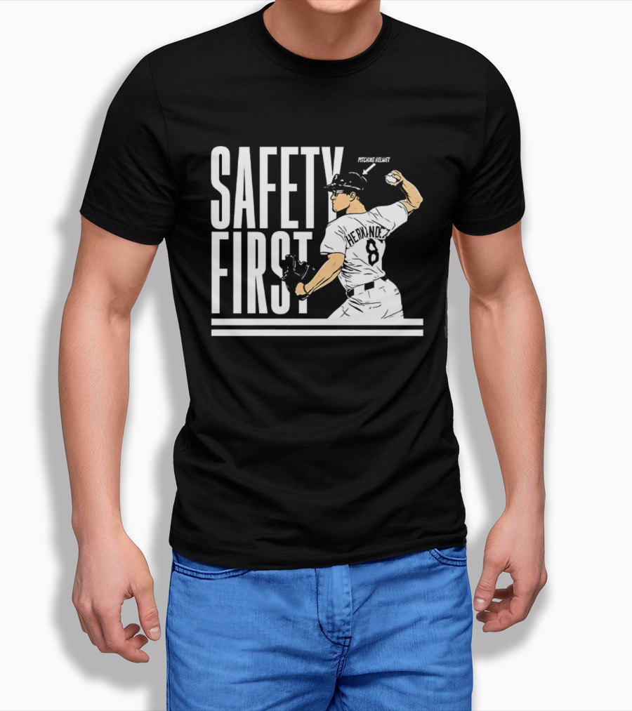 Kike Hernandez Safety First Number 8 Dodgers Baseball T-Shirt