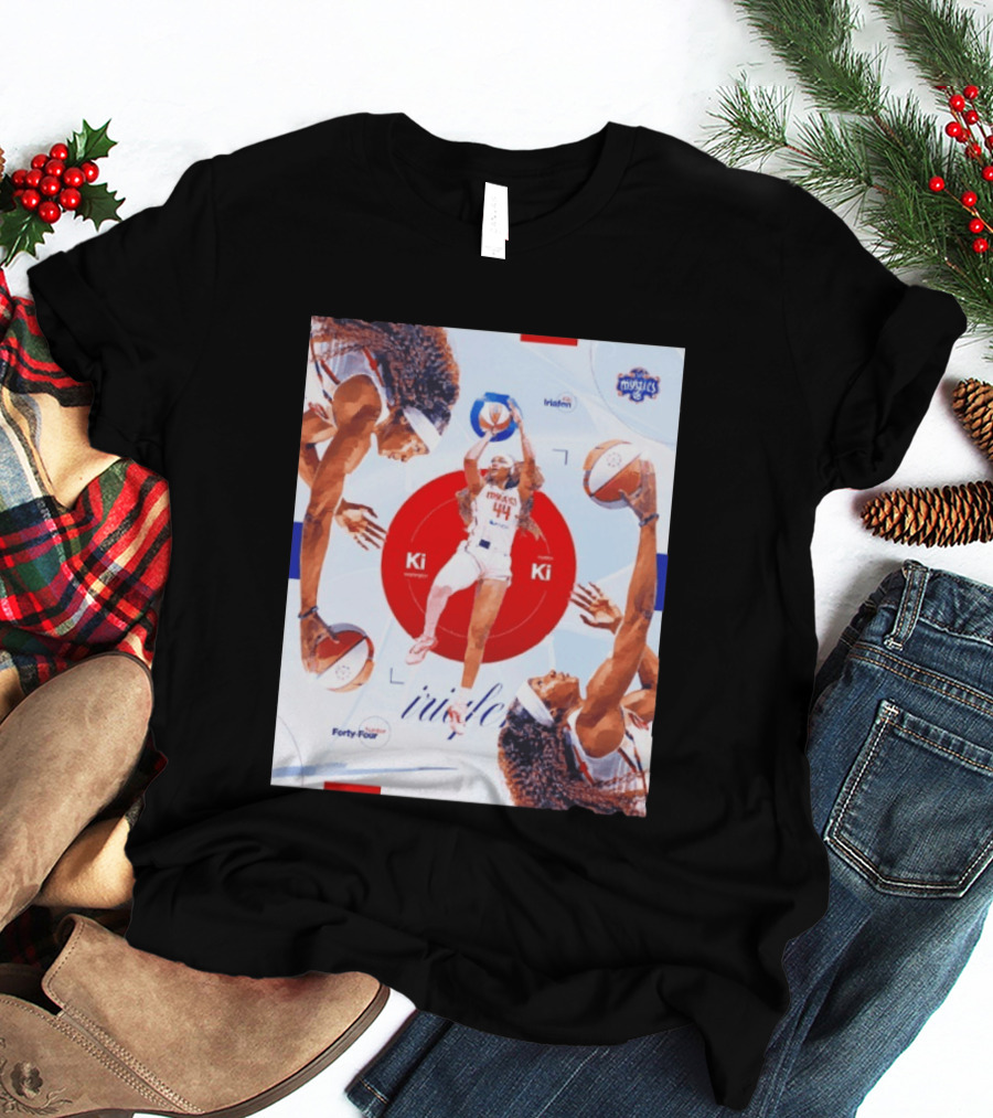 Washington Mystics Player Kiki Iriafen Number Forty Four Basketball Action Montage T-Shirt