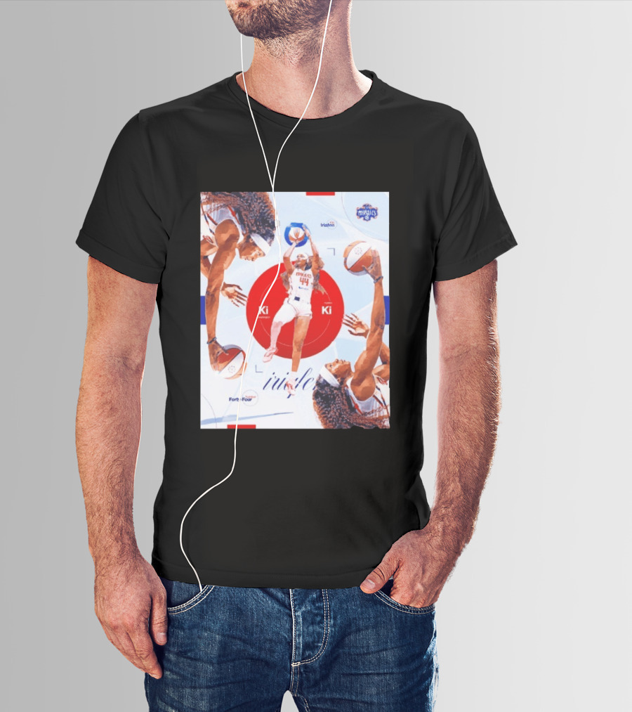 Washington Mystics Player Kiki Iriafen Number Forty Four Basketball Action Montage T-Shirt