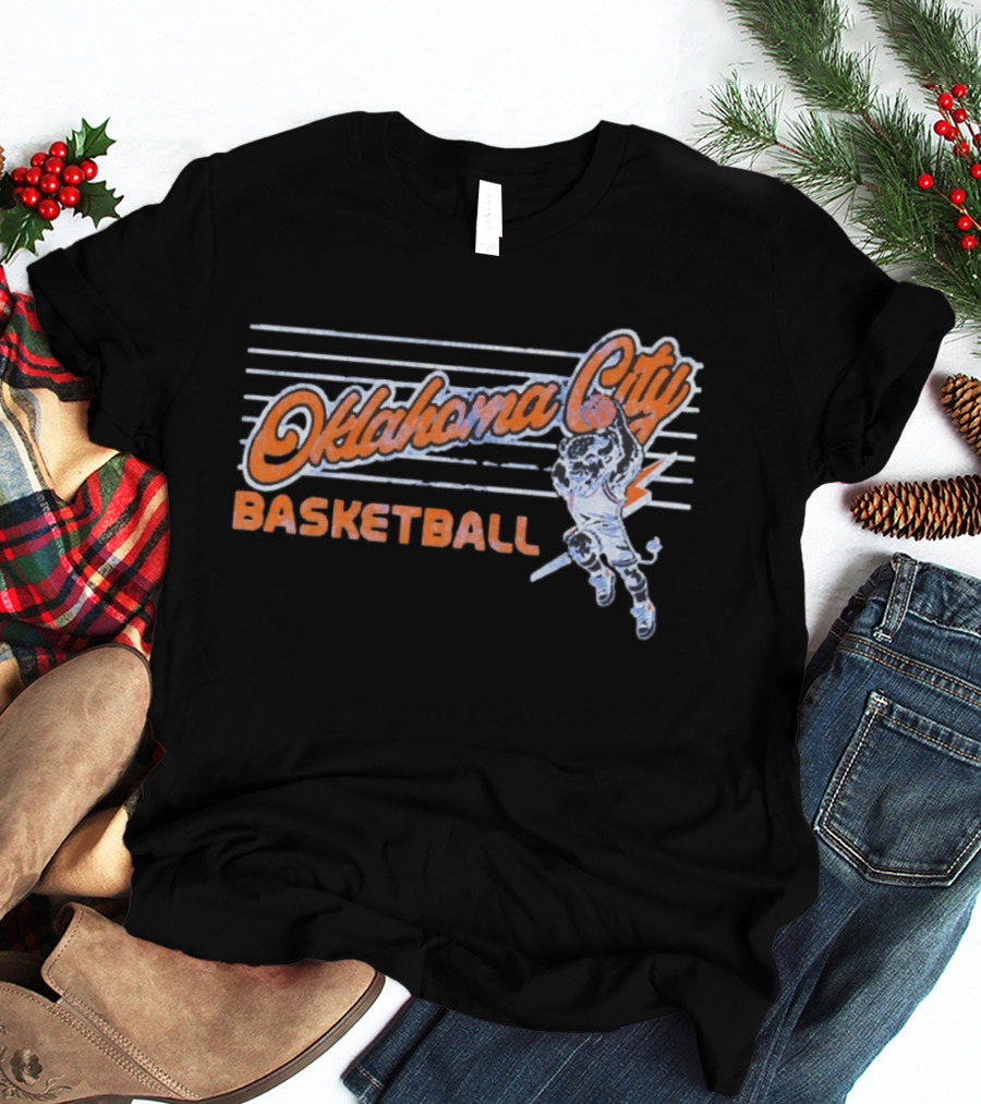 Oklahoma City Basketball Cartoon Slam Dunk T-Shirt