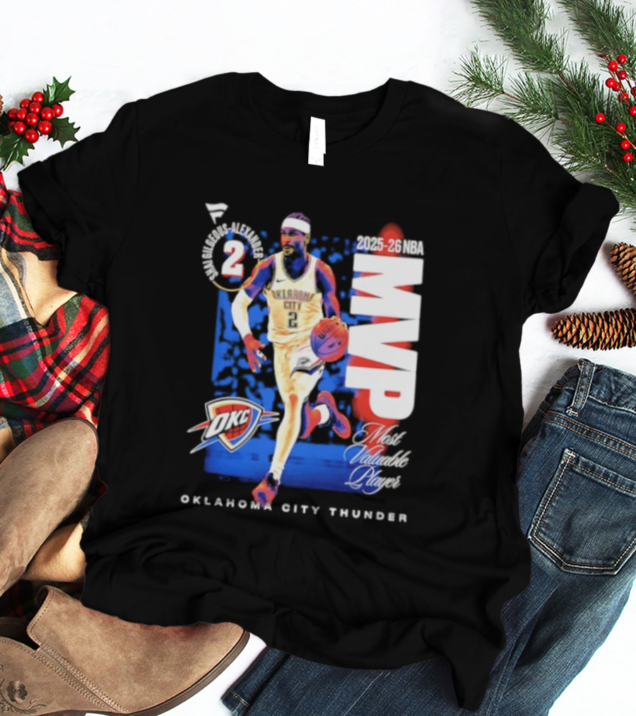 Oklahoma City Thunder Shai Gilgeous Alexander 2025 26 NBA MVP 2 Basketball Legend T-Shirt