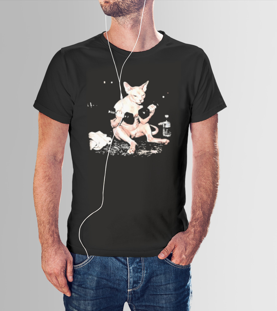 Sphynx Cat Lifting Weights Fitness T-Shirt