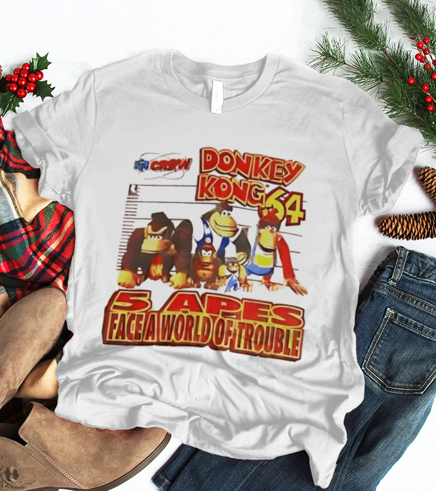 Donkey Kong 64 Five Apes Face A World Of Trouble T-Shirt