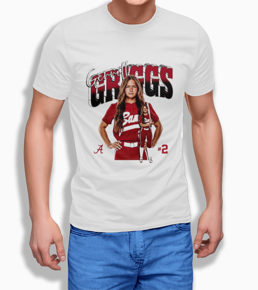 Gerritt Griggs Alabama Softball Player Red Uniform Number 2 T-Shirt