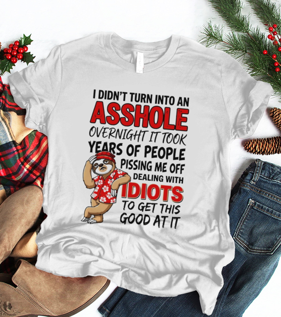 I Didn't Turn Into An Asshole Overnight Sloth Dealing With Idiots Pissing Me Off T-Shirt