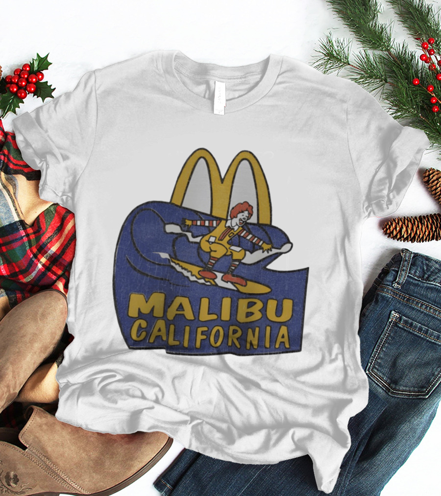 Malibu California Rare Ronald McDonald Surfing McDonald's Golden Arches T-Shirt