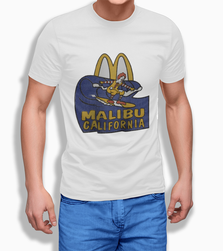 Malibu California Rare Ronald McDonald Surfing McDonald's Golden Arches T-Shirt