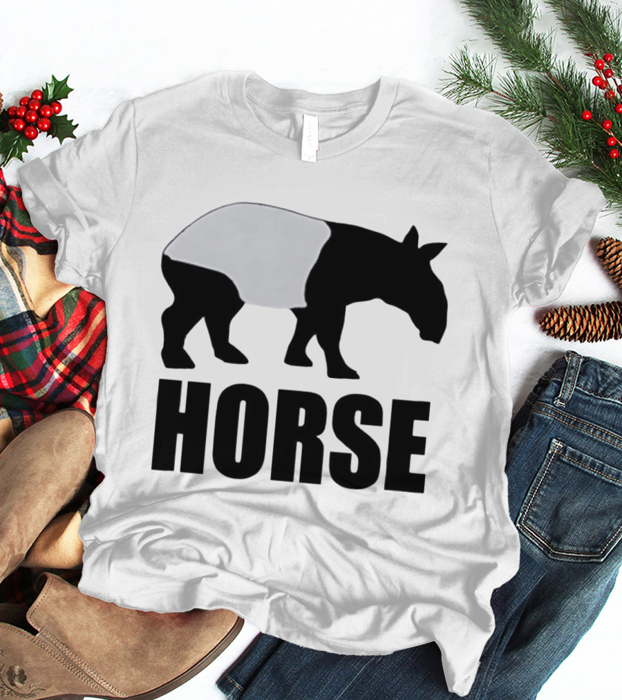 Mislabeled Animal Tapir Silhouette With Horse Text Optical Illusion T-Shirt