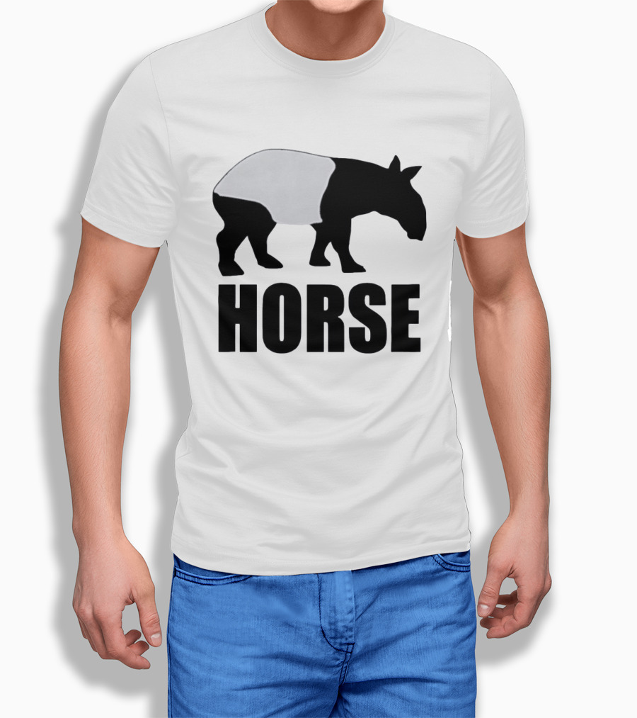 Mislabeled Animal Tapir Silhouette With Horse Text Optical Illusion T-Shirt