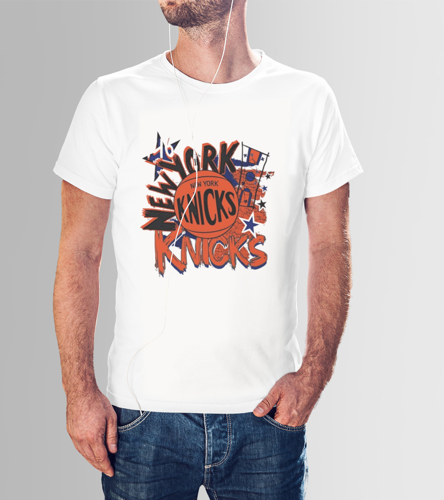 New York Knicks Vintage Basketball 46 Stars And Skyline T-Shirt