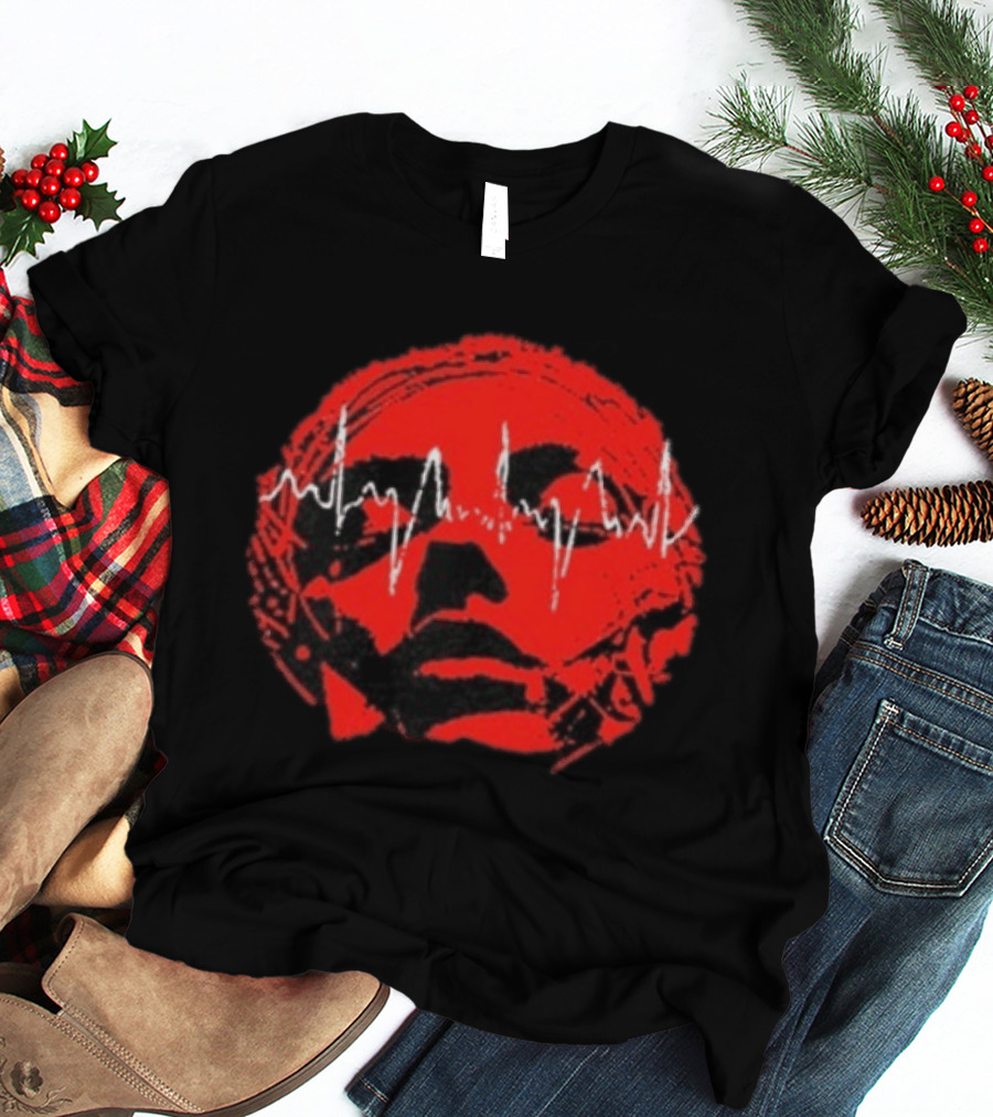 Converge Hum Of Hurt Red Face With White Waveform Lines T-Shirt