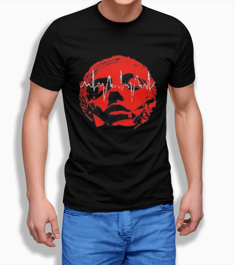 Converge Hum Of Hurt Red Face With White Waveform Lines T-Shirt