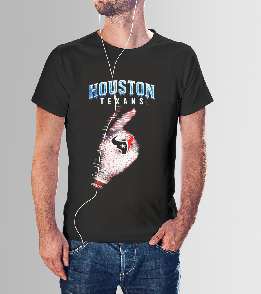 Houston Texans Iceman 2026 Glitch Hand T-Shirt