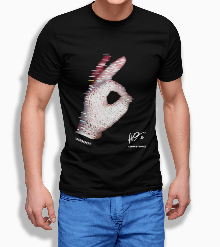 Iceman Hand Gesture By Drake Sign With Rhinestones T-Shirt
