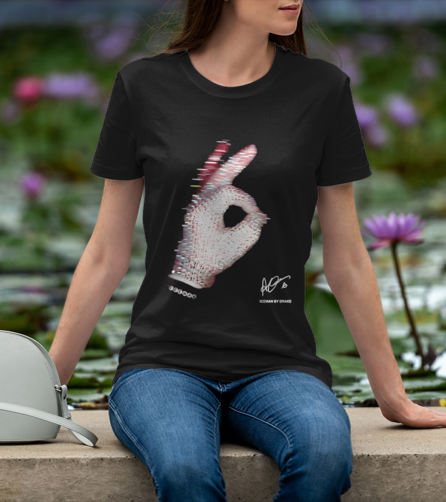Iceman Hand Gesture By Drake Sign With Rhinestones T-Shirt
