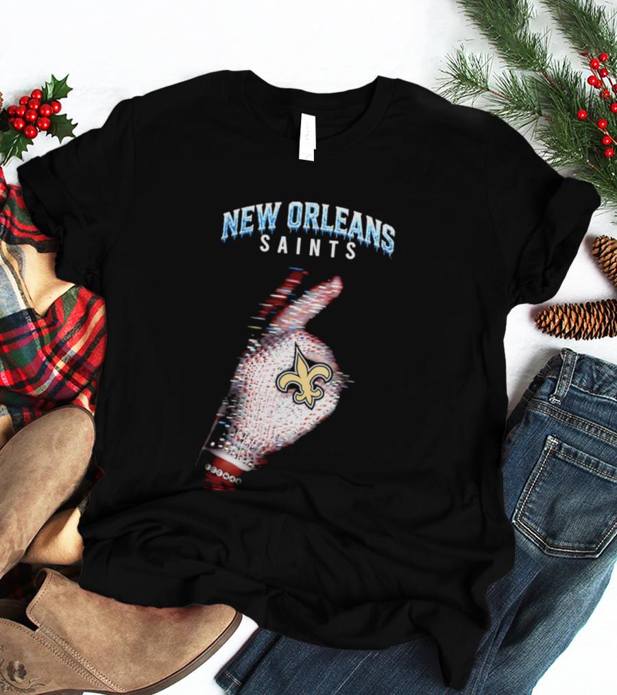 New Orleans Saints 2026 Iceman Glitch Effect Fleur De Lis T-Shirt