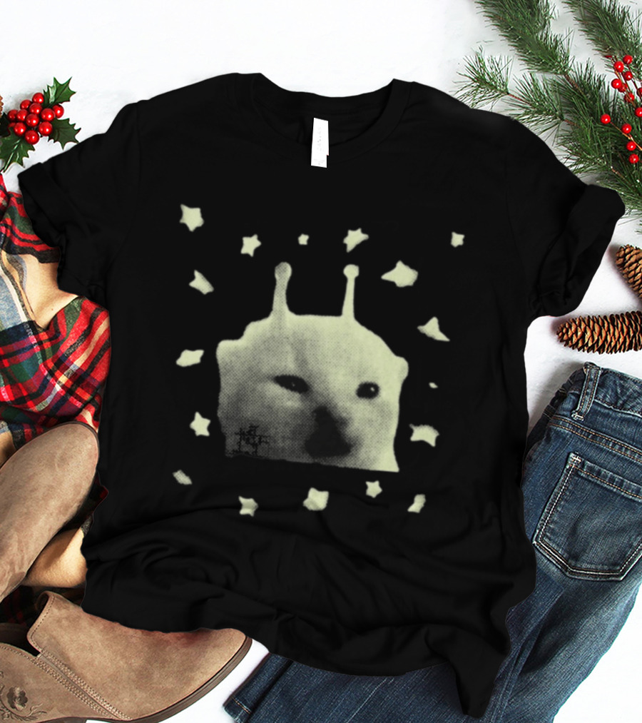 Y2K Alien Cat Meme With Stars T-Shirt