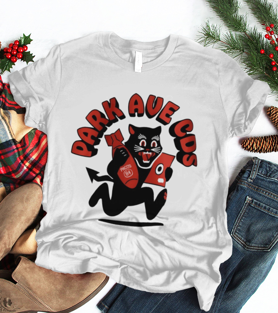 Park Ave CDS Black Cat Holding CD And Bomb T-Shirt