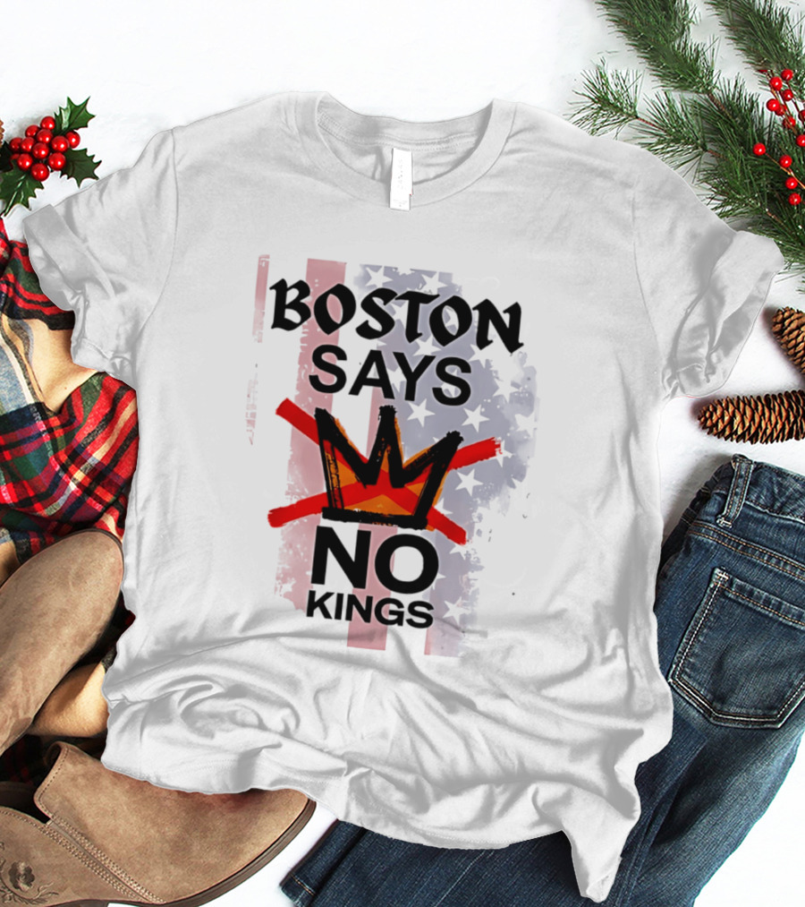 Boston Says No Kings Crown Symbol Stars T-Shirt