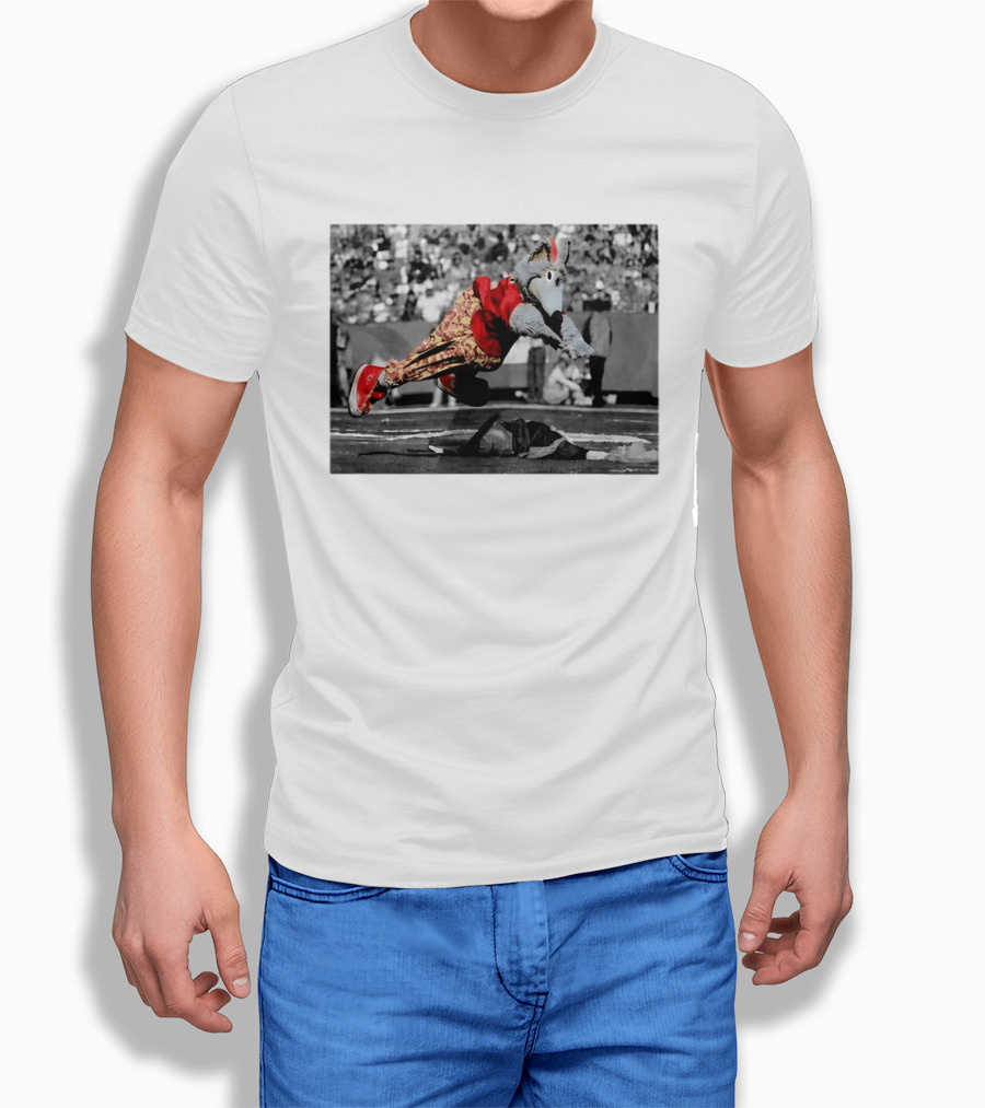 Cyrus Allen K.C. Wolf Flying Leap Football Mascot Action T-Shirt