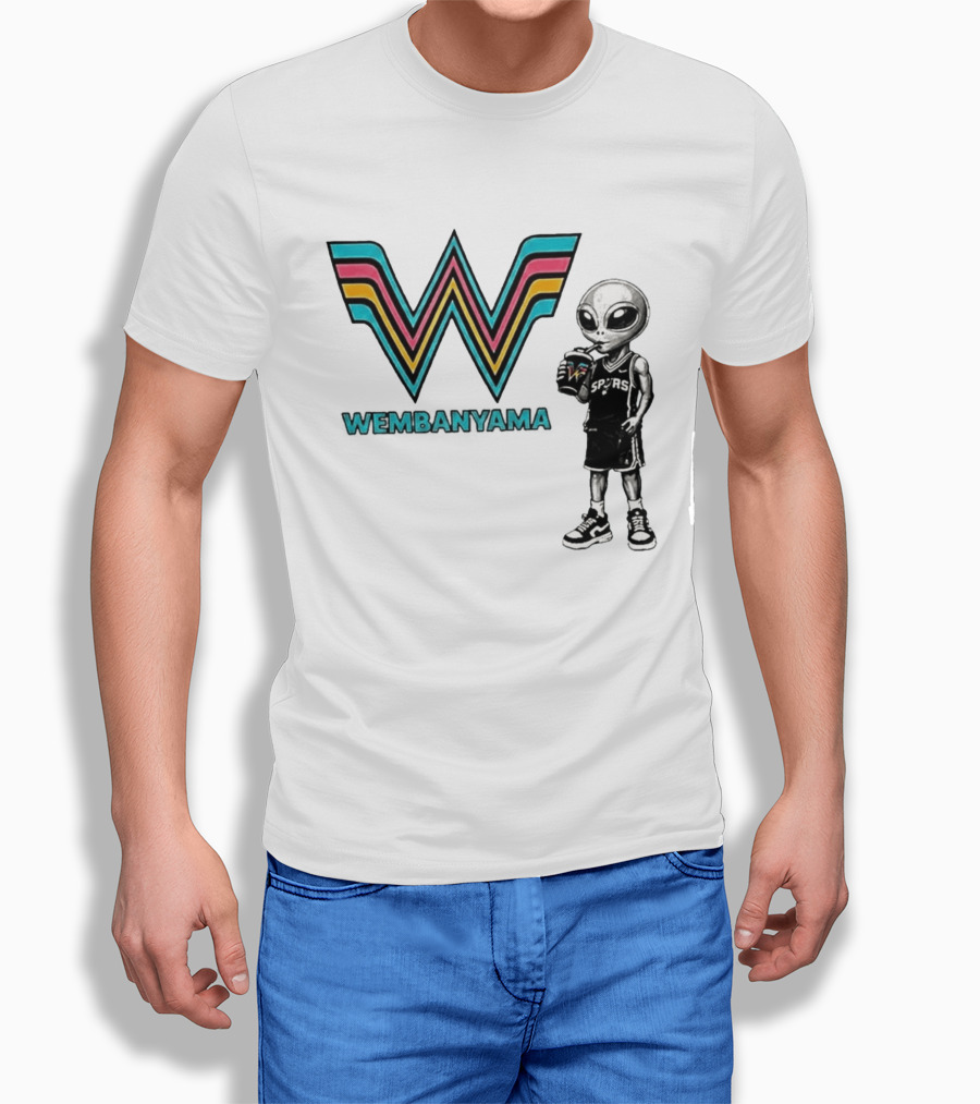 San Antonio Spurs Wembanyama Alien Drinking Spurs T-Shirt