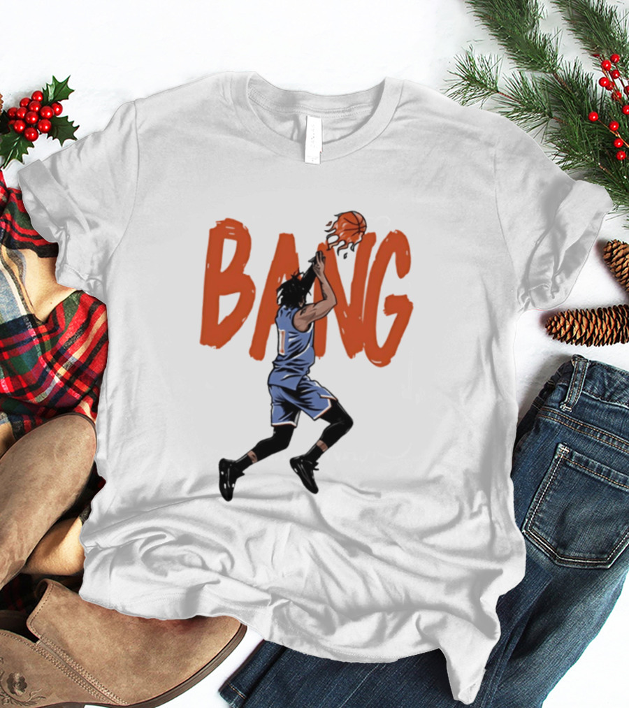 Immanuel Quickley New York Knicks Basketball Player Bang Flaming Shot T-Shirt