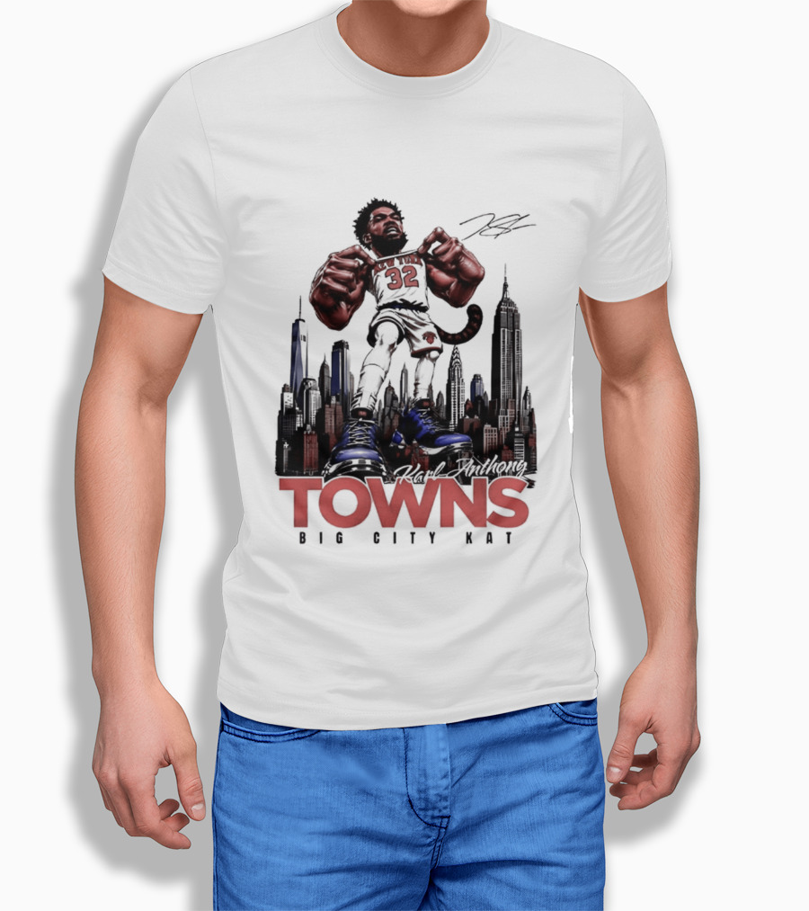 Karl Anthony Towns 32 Big City Kat NYC Skyline T-Shirt
