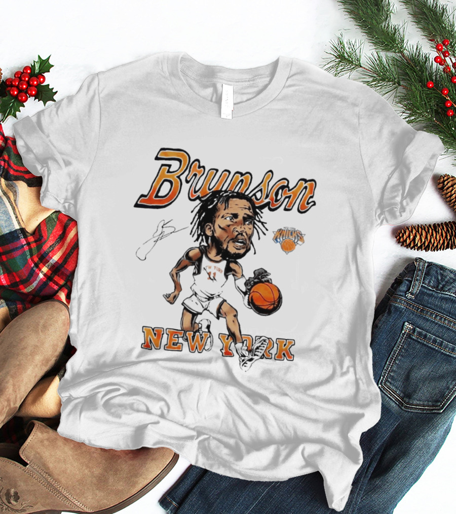 Jalen Brunson New York Knicks Cartoon Basketball Player T-Shirt