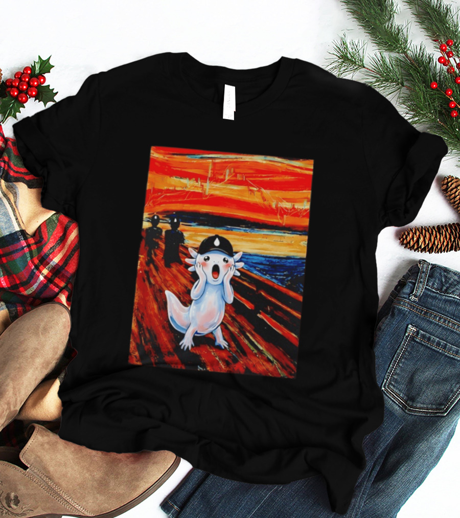 Axolotl Liquid The Scream Parody Painting Munch T-Shirt