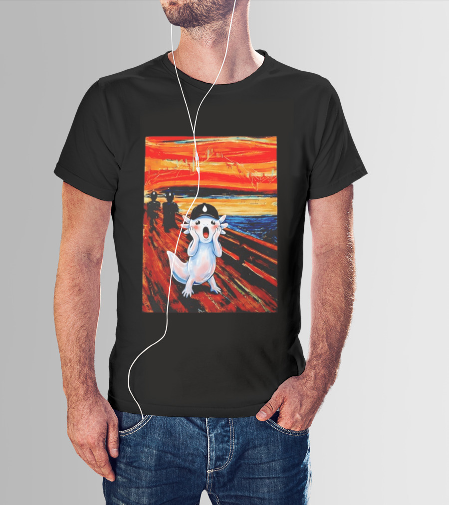 Axolotl Liquid The Scream Parody Painting Munch T-Shirt