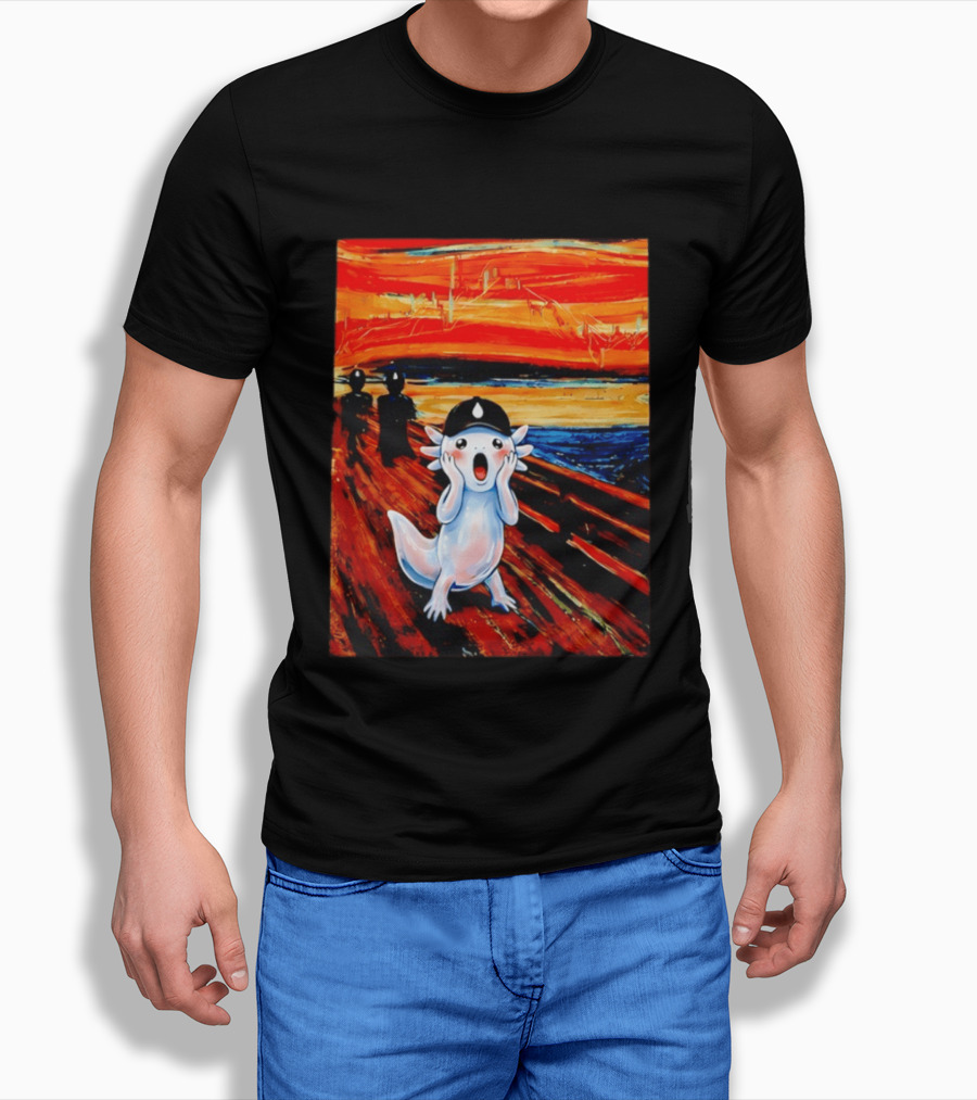 Axolotl Liquid The Scream Parody Painting Munch T-Shirt