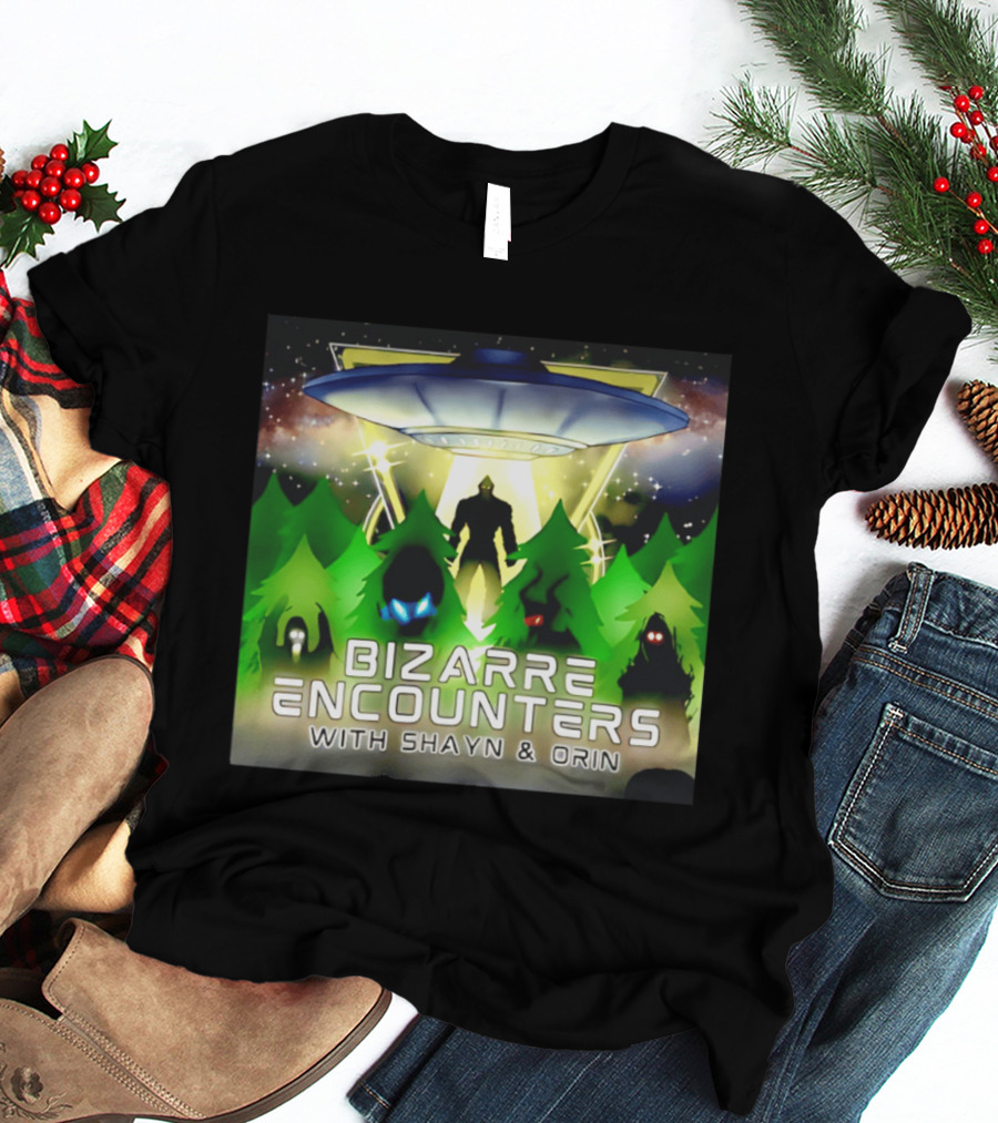 Bizarre Encounters UFO With Shayn And Orin Mysterious Forest Lights Alien Adventure T-Shirt
