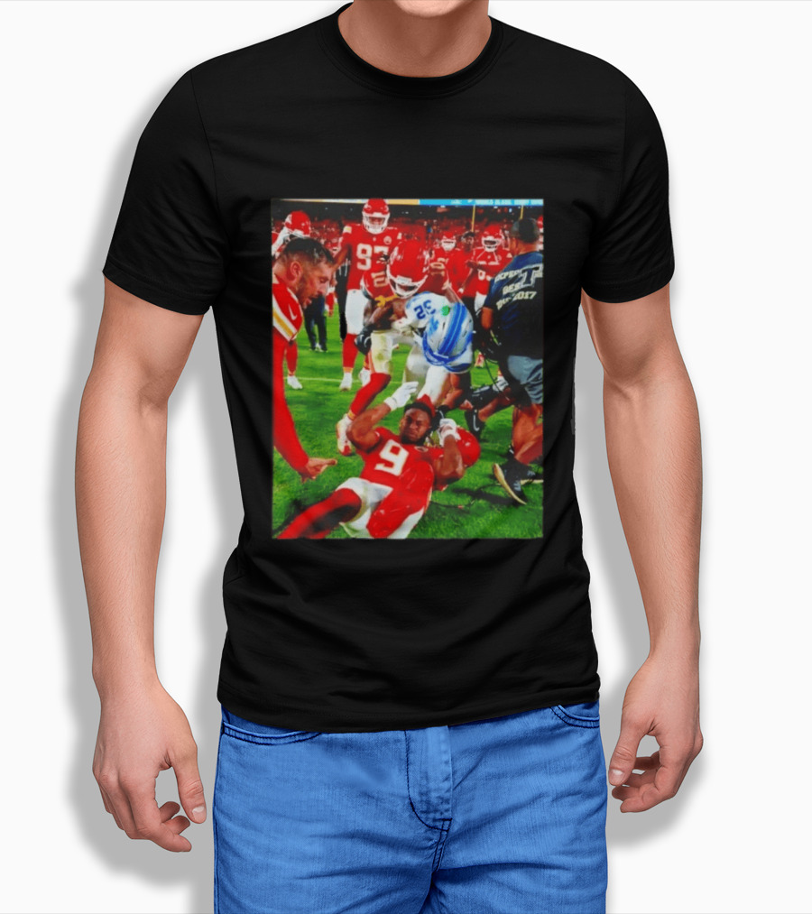 Brian Branch Collision JuJu Smith Schuster Lions Chiefs Football Action T-Shirt