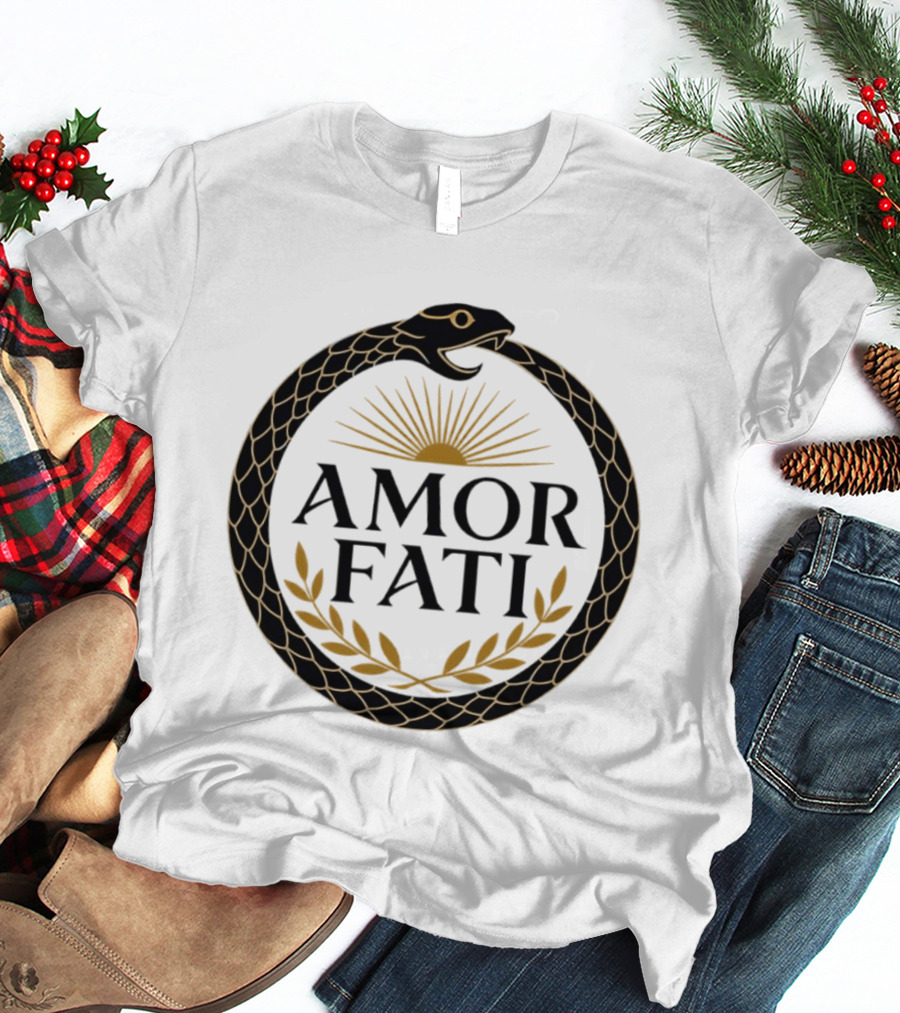 Amor Fati Ouroboros Snake Sun Rays Laurel Wreath T-Shirt