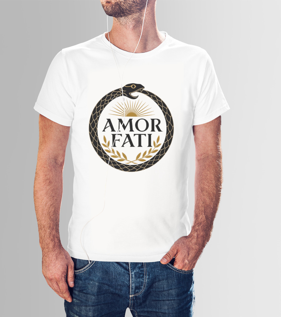 Amor Fati Ouroboros Snake Sun Rays Laurel Wreath T-Shirt