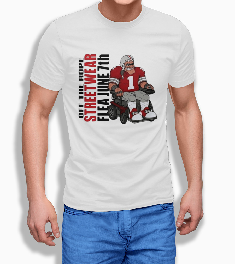 Off The Rope Streetwear Flea June 7th Football Player Wheelchair T-Shirt