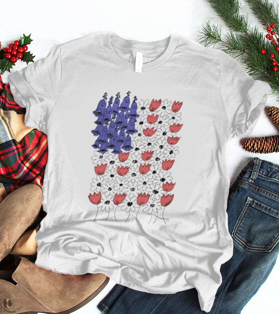 Fourth Of July Foxglove Daisy Tulip Subtle F Trump USA 250 Birthday T-Shirt